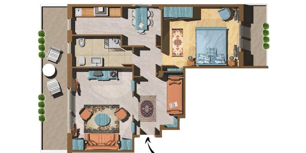 Illustration d'un appartement deux-pièces