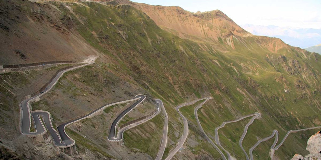 He iconic pass atStelvio - requires a good car and an experienced driver.