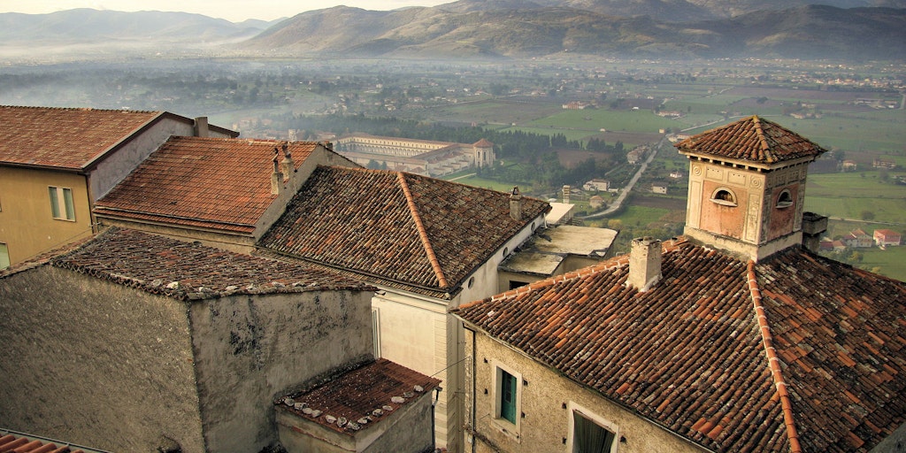 View from the city of Certosa di San Lorenzo and Vallo di Diano valley
