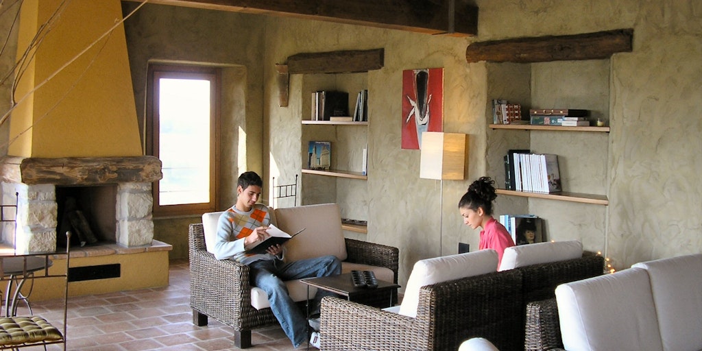 Lounge area with reading material