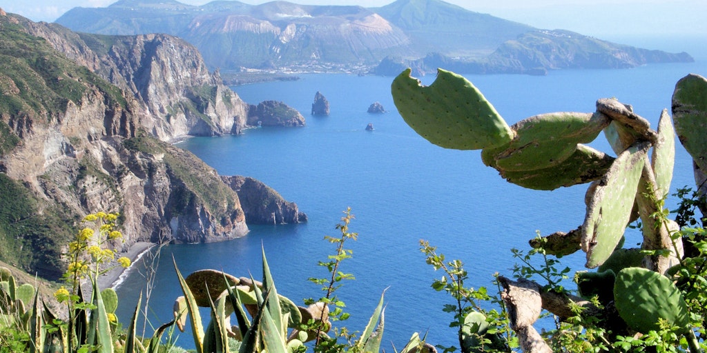 View of Lipari and Vulcano Island channel