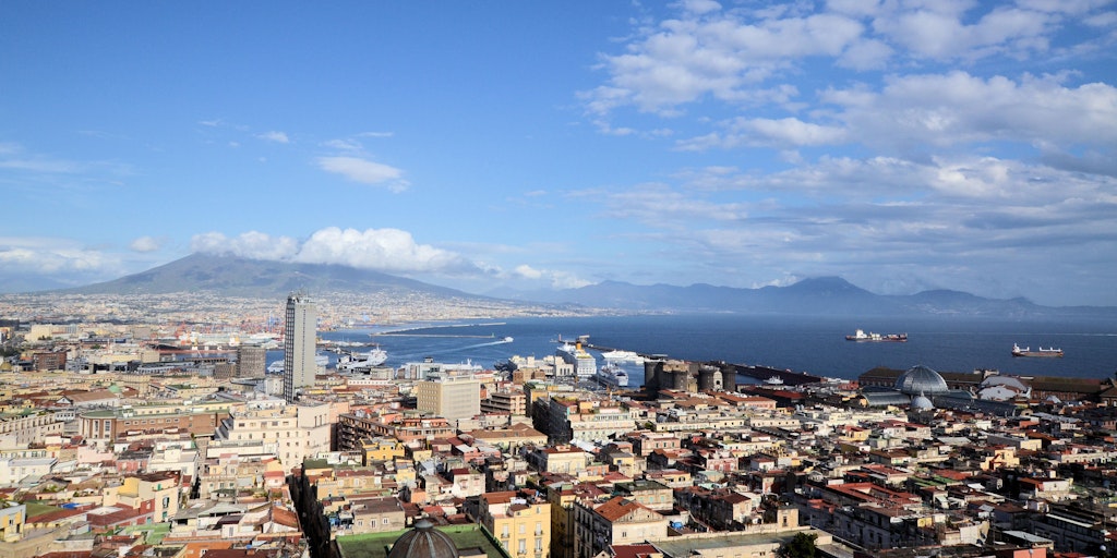 La vue depuis l'hôtel: Naples, le Vésuve et la baie